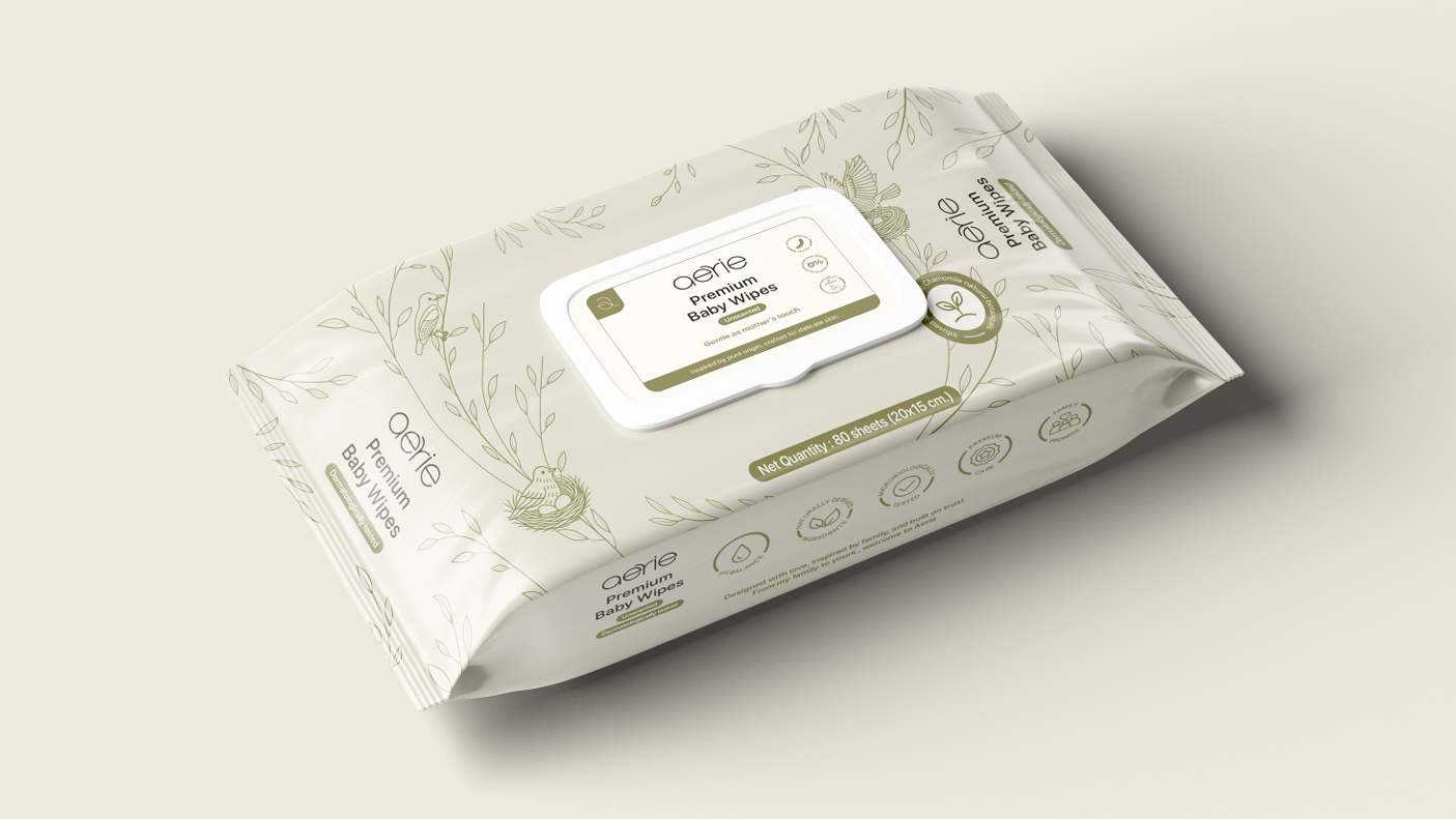 AERIE Premium Baby Wipes (unscented) 80 sheets